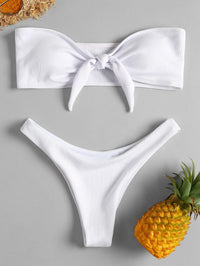 Braga de bikini brasileña – Parte de abajo de traje de baño liso de talle bajo para mujer