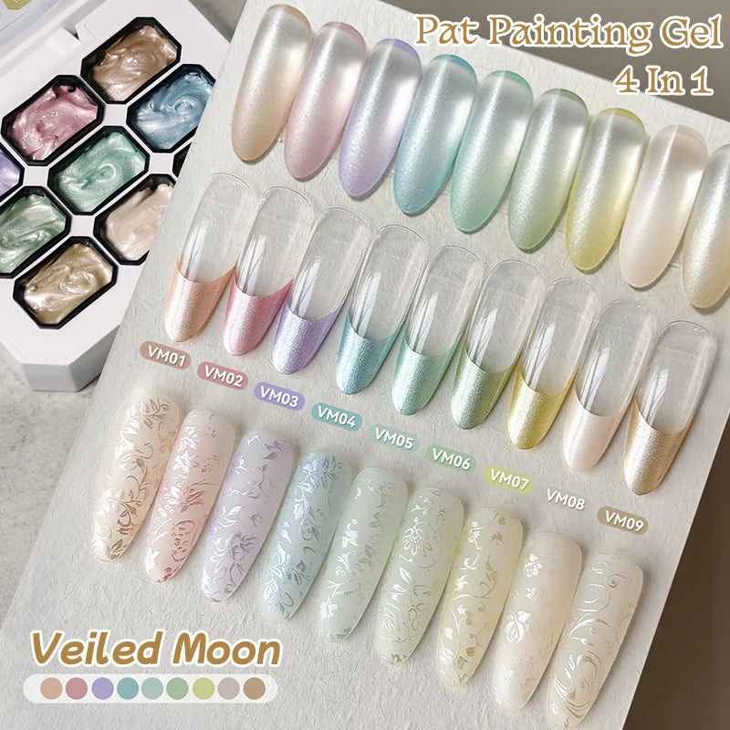 9-Color French Pat Gel Nail Polish Set – 4-in-1 UV/LED | Gradient, Stamping & Painting | DIY & Pro
