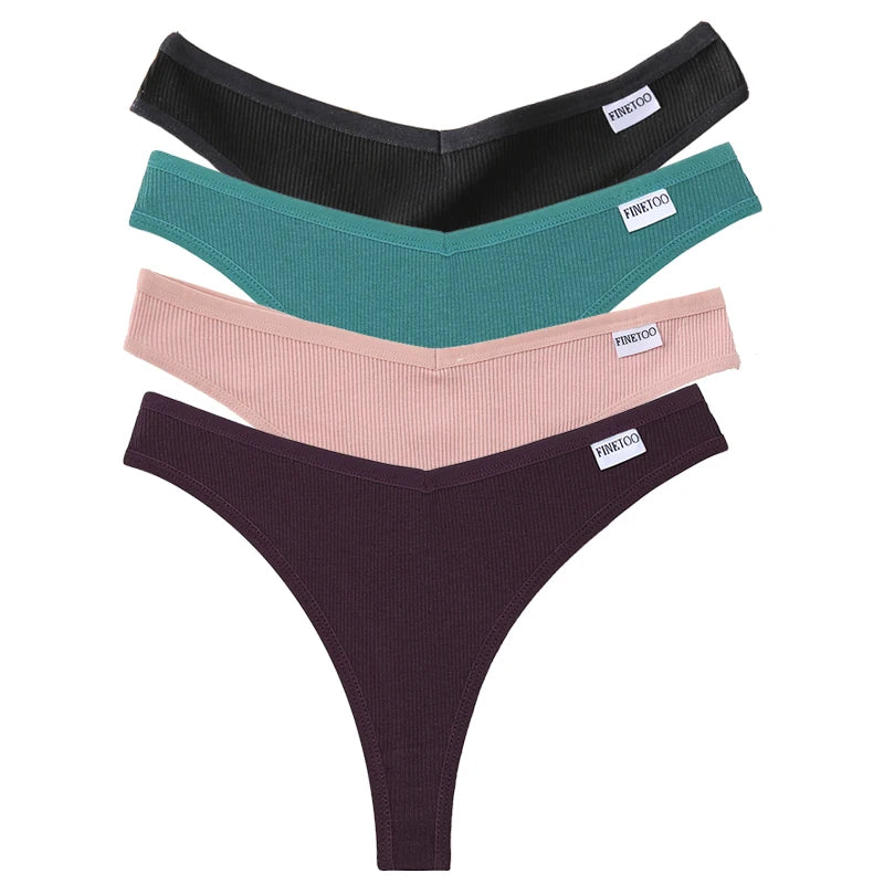 Set de 4 Panties de Algodón Talle V - Tanga G-String FINETOO