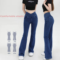 Women's High-Waist Flare Yoga Pants - 4-Way Stretch Denim