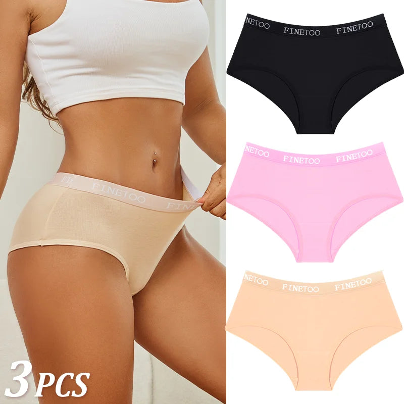 Set de 3 Panties de Algodón con Cinturón de Letras - Ropa Interior Sexy