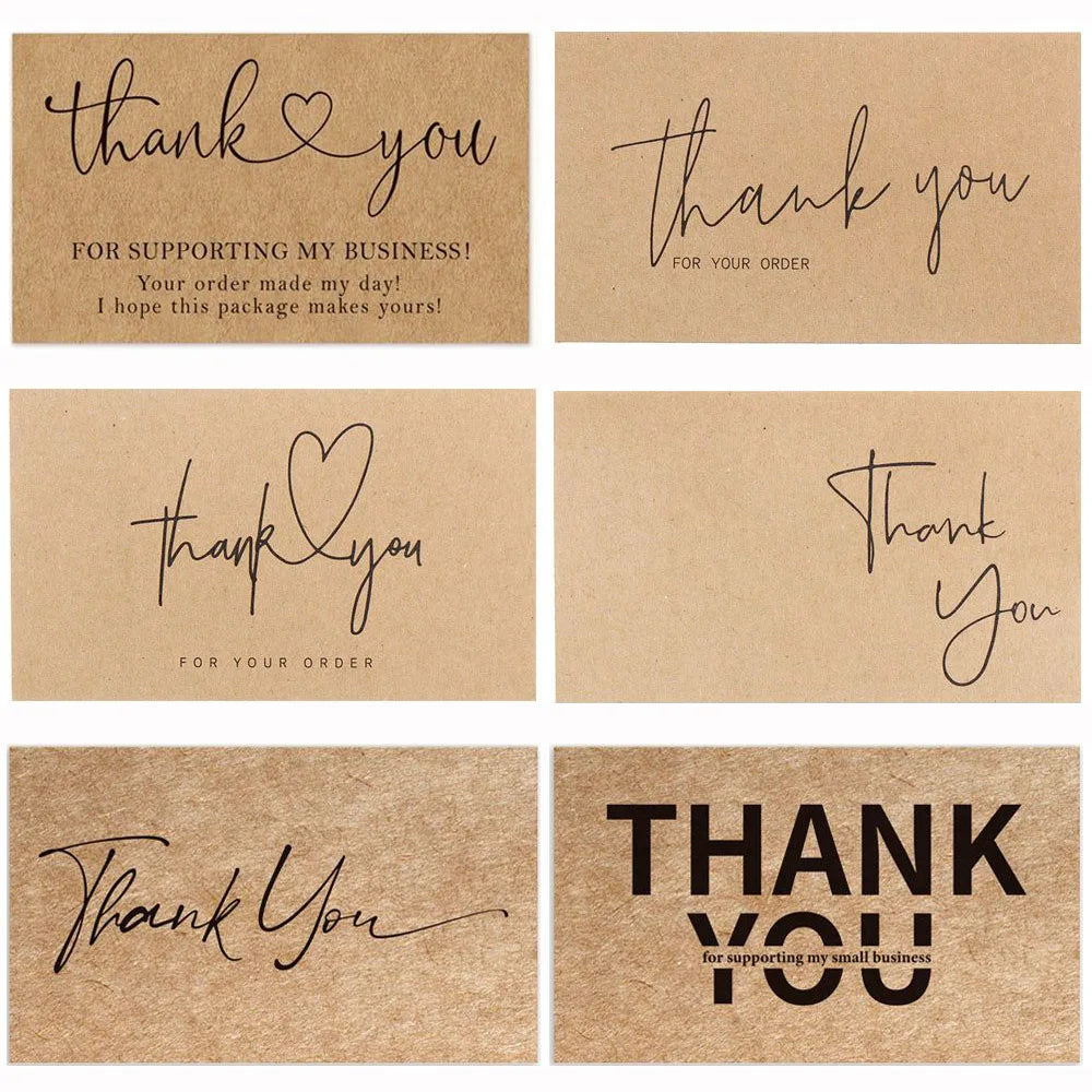 30PCS Online Retail Cardstock Package "Thank You For Your Order" Postcards Greeting Labels Kraft Paper Cards Express Appreciate