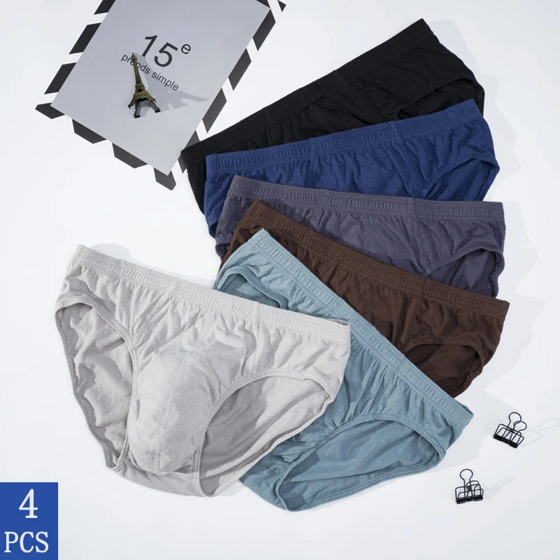 Men’s 100% Cotton Briefs – 4-Pack | Plus Size XL–5XL Breathable Underwear