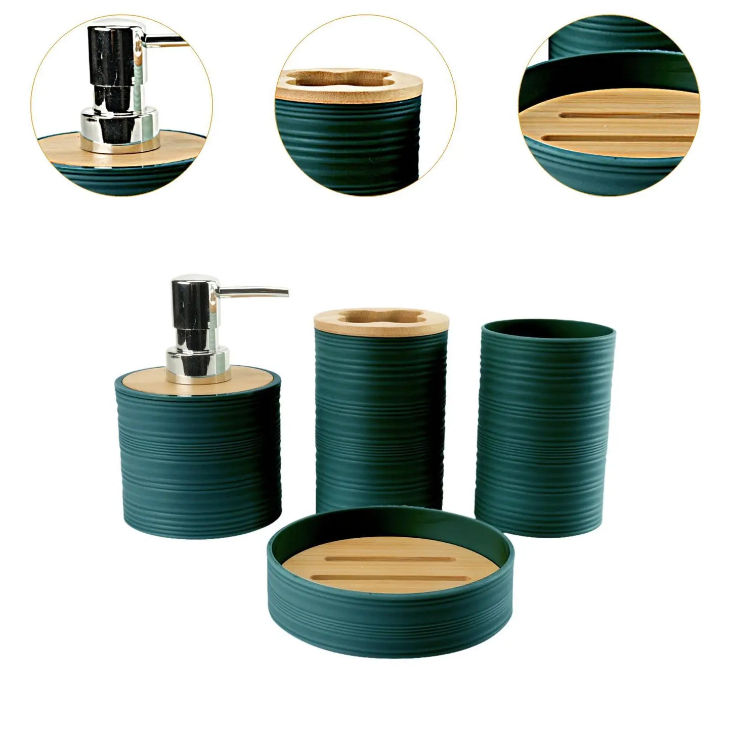 4-Piece Bathroom Accessories Set | Soap Dispenser, Toothbrush Holder, Cup & Soap Dish