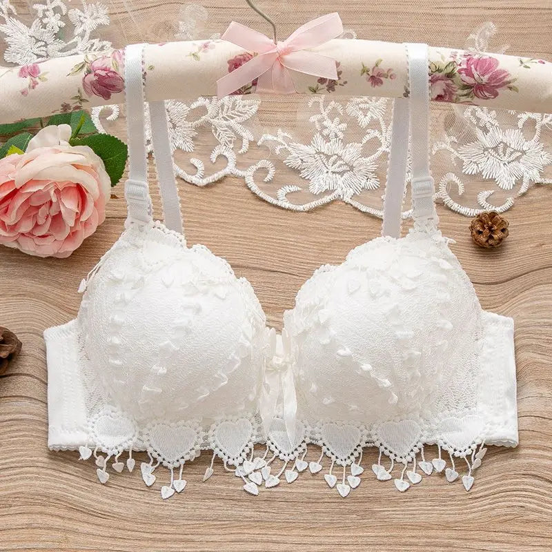 Sostén Sin Aro para Mujer con Encaje - Bra Cómodo y Sexy Negro/Blanco