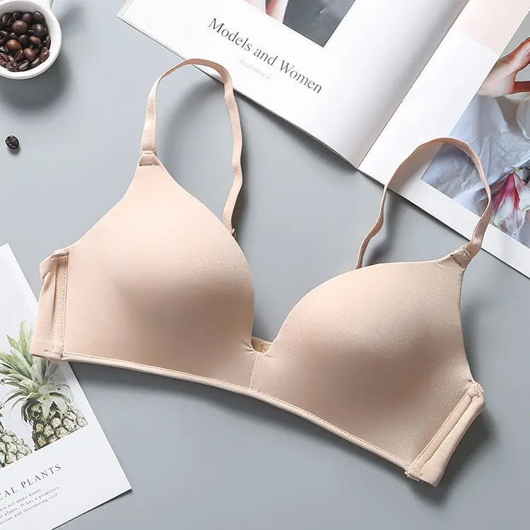 Ultra-Thin Ice Silk Wireless Push-Up Bra – Seamless Gather Bralette | 3/4 Cup | Everyday Lingerie