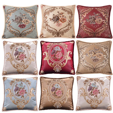 European Jacquard Floral Cushion Cover 48x48cm | Classic Sofa & Chair Pillow Case