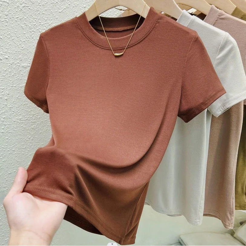 Camiseta Mujer Casual Slim Fit - Cuello Redondo Manga Corta Tallas Grandes Verano
