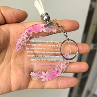 Pink Pom Pearl 10Pcs Round Transparent A Hymn of Thanksgiving Prayer Card With Keychain Bar Mitzvah Souvenir Small Greeting Card
