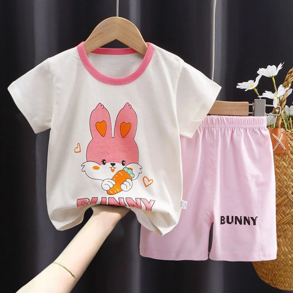 Girls 3D Animal Print Summer Short Set