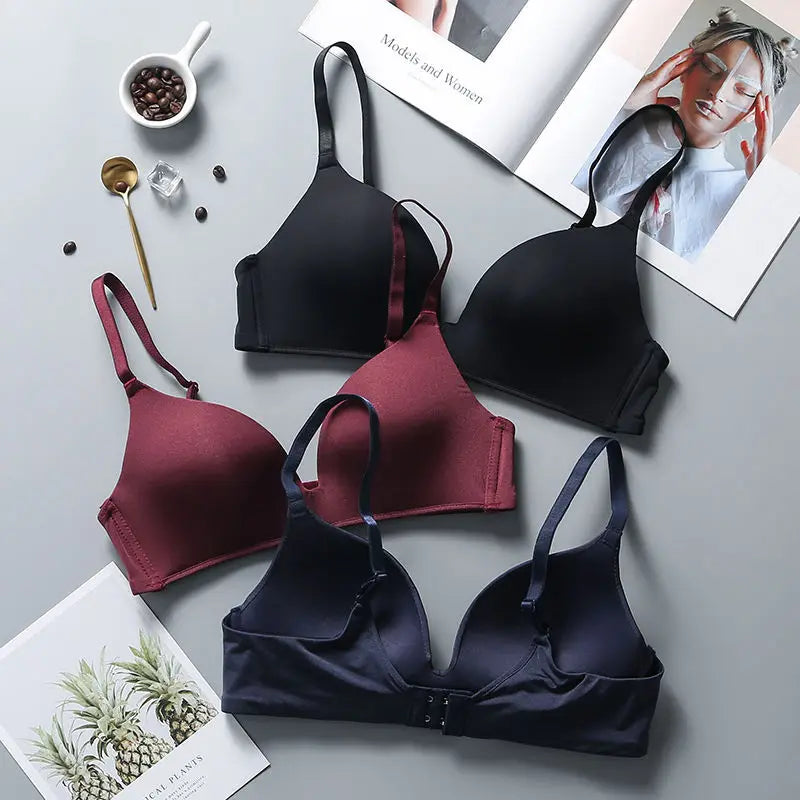 Ultra-Thin Ice Silk Wireless Push-Up Bra – Seamless Gather Bralette | 3/4 Cup | Everyday Lingerie