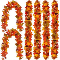 2/4pcs Autumn Maple Leaf Garland - Artificial Fall Vines with Vibrant Red, Orange & Yellow Leaves, home accessories