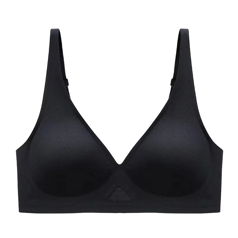 Deep V Mesh Push-Up Bralette | Wire-Free Seamless Padded Bra for Women | S–XL