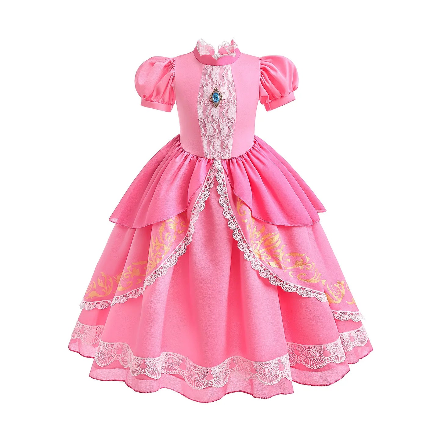 Lace Puff Sleeve Ball Gown – Elegant Princess Party Dress for Girls Ages 4–8