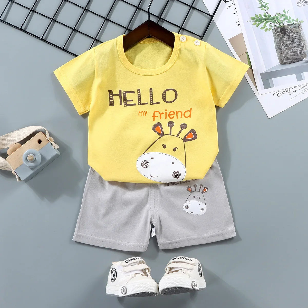 Kids Cotton T-Shirt and Shorts Set – Animal Print