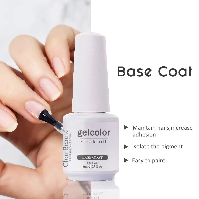 No-Wipe Top Coat & Sticky Base Coat UV Gel Polish — Long-Lasting, MSDS Certified, 15ml