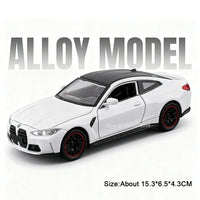 Modelo Auto BMW M8/M4 1:32 Aleación Diecast - Puertas Abren, Luz, Sonido y Pull Back Regalo Niños