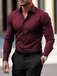 1 piece of business casual long sleeved shirt, spring and autumn style formal shirt, slightly elastic and iron free