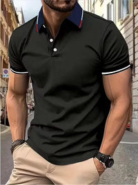 Contrast Color Striped Polo Shirt | Men’s Casual Short Sleeve Summer Top