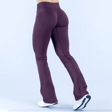 Pantalones Acampanados Yoga Mujer - Cintura Cruzada Seamless Fitness Wide Leg