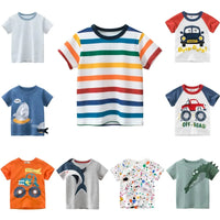 Boys Summer Cartoon Stripe T-Shirt | Short Sleeve Kids Tee Ages 2–9 Years