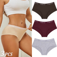 Set de 3 Panties de Algodón con Cinturón de Letras - Ropa Interior Sexy