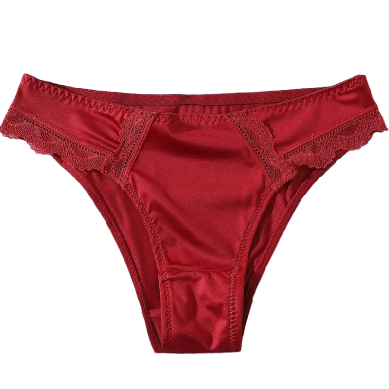 Silk Satin Lace G-String Panties – Low-Rise, One-Piece Seamless Design | Women's Lingerie M–XL