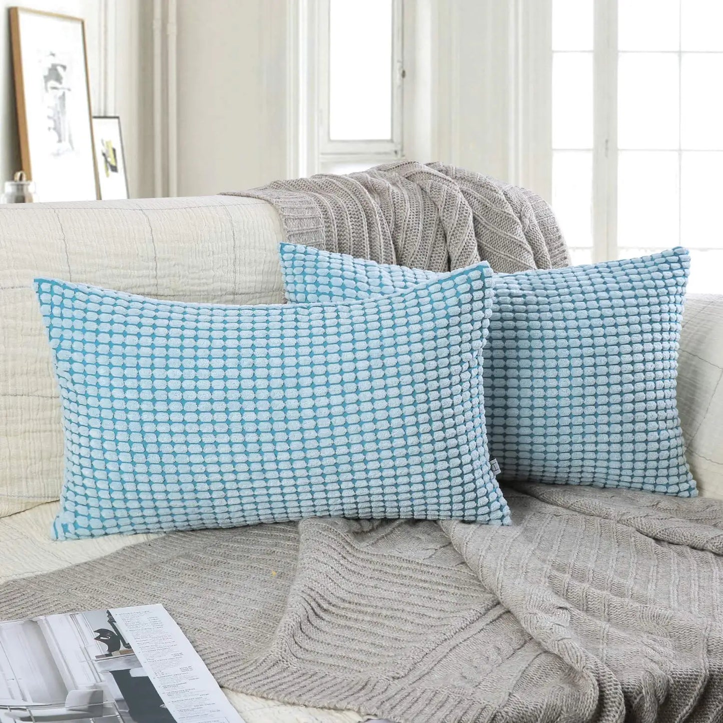 Corduroy Lumbar Throw Pillow Cover 30x50cm | Soft Rectangular Cushion Case