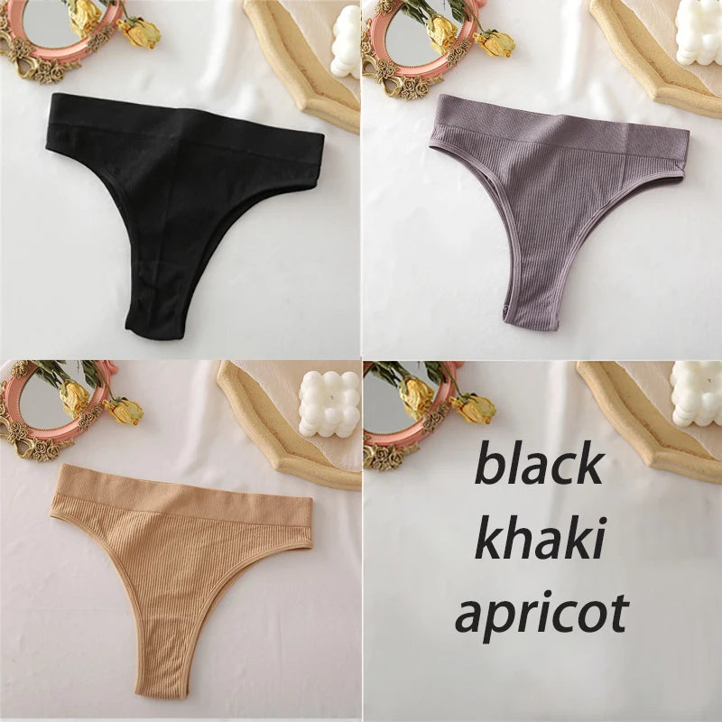 Set de 3 panties sin costuras de talle alto para mujer