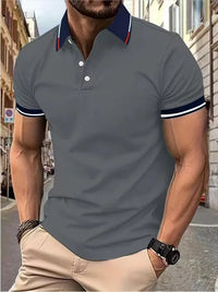 Contrast Color Striped Polo Shirt | Men’s Casual Short Sleeve Summer Top