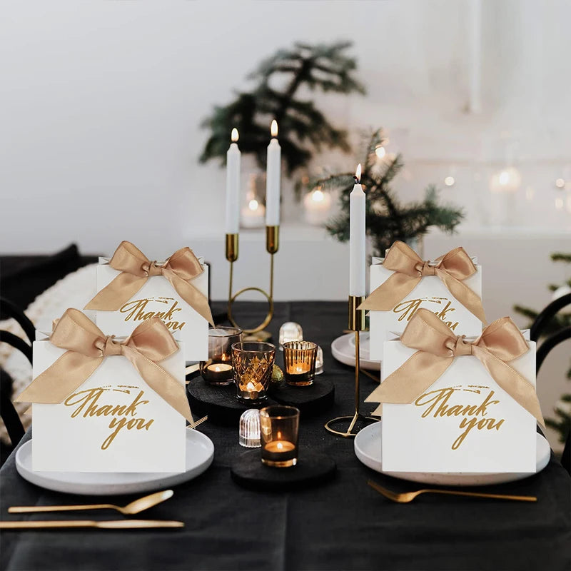 5/10pcs Thank You Candy Boxes Wedding Favors Gift Packaging Box Bag Christmas Birthday Party Baby Shower Present Packing Decor