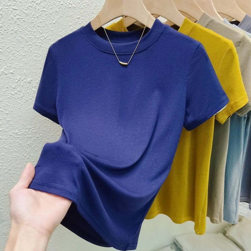 Camiseta Mujer Casual Slim Fit - Cuello Redondo Manga Corta Tallas Grandes Verano