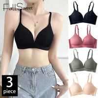 FallSweet 3-Pack Seamless Push-Up Bralette Set | Wireless 3/4 Cup Lingerie