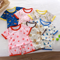 Kids Summer Animal Pajama Set - Short Sleeve Cartoon Sleepwear