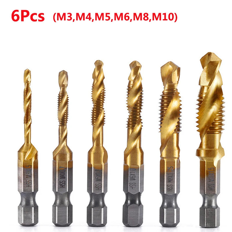 HSS Titanium Metric Tap Drill Bits Set | M3–M10 Thread Taps