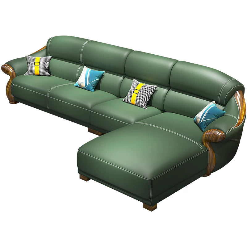 Designer Leather Recliner Corner Sofa - First Layer Cowhide L-Shape