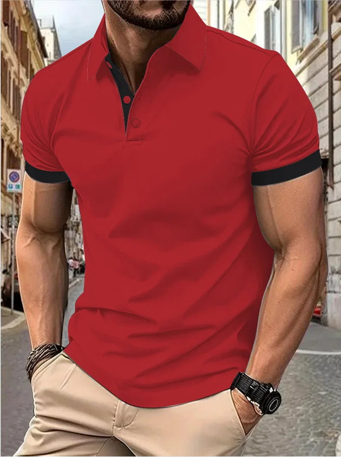 Men's Color Block Polo Shirt – Short Sleeve Casual Summer Top