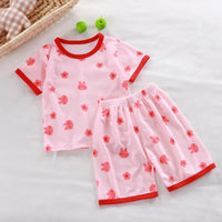 Kids Summer Animal Pajama Set - Short Sleeve Cartoon Sleepwear