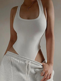 Sleeveless Knit Bodysuit - Sexy Off Shoulder Halter Top for Women