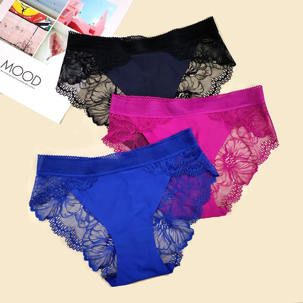 Panty Sin Costuras de Encaje Rosa Sexy - Lencería Transparente S-XL
