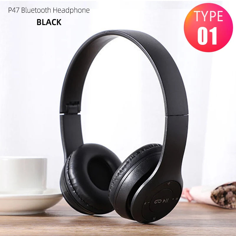 P47 Wireless Bluetooth Headphones – Foldable Over-Ear | HiFi Stereo Bass | Kids & Adults