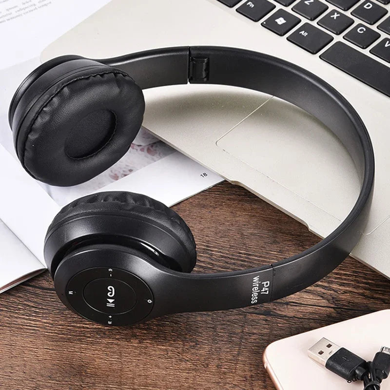 P47 Wireless Bluetooth Headphones – Foldable Over-Ear | HiFi Stereo Bass | Kids & Adults
