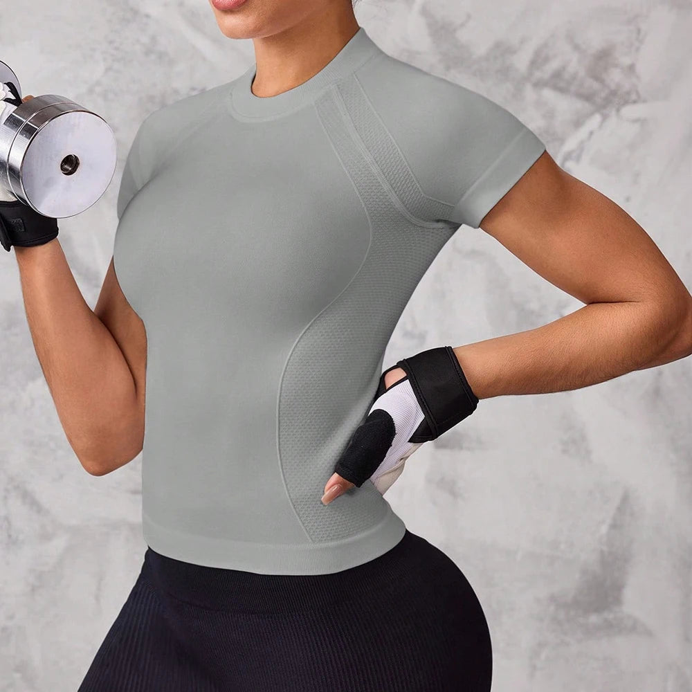 Women's Short-Sleeve Sports Top | Breathable Quick-Dry Nylon for Running & Yoga