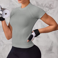 Women's Short-Sleeve Sports Top | Breathable Quick-Dry Nylon for Running & Yoga