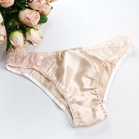 100% Mulberry Silk Panties – Lace G-String Underwear for Women | Breathable & Antibacterial (M–XXL)