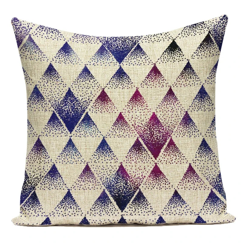 Boho Geometric Printed Throw Pillow Cover | Linen Cotton Cushion Case for Sofa