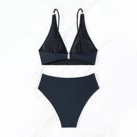 Bikini Talle Alto Cuello V - Traje de Baño Clásico de Dos Piezas