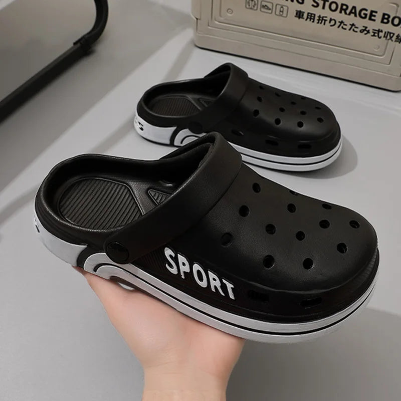 Unisex Perforated Platform Slides - Thick Sole Anti-Slip Summer Sandals