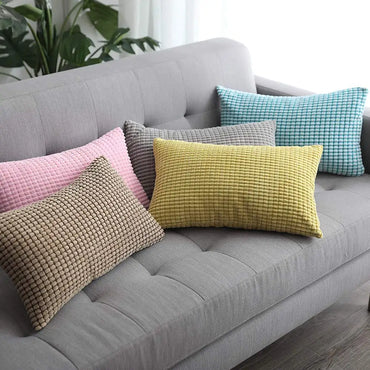 Corduroy Lumbar Throw Pillow Cover 30x50cm | Soft Rectangular Cushion Case
