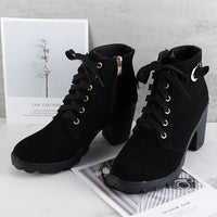 Matte Material Short Boots  Boots Women's round Toe High Heel Short Tube Boots Casual Summer Flat Heel round Head